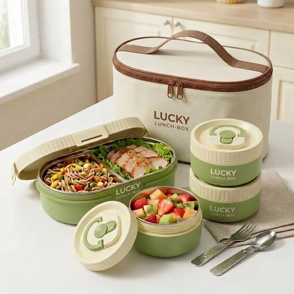 Food Storage With Dividers - Boîte à lunch isotherme en acier