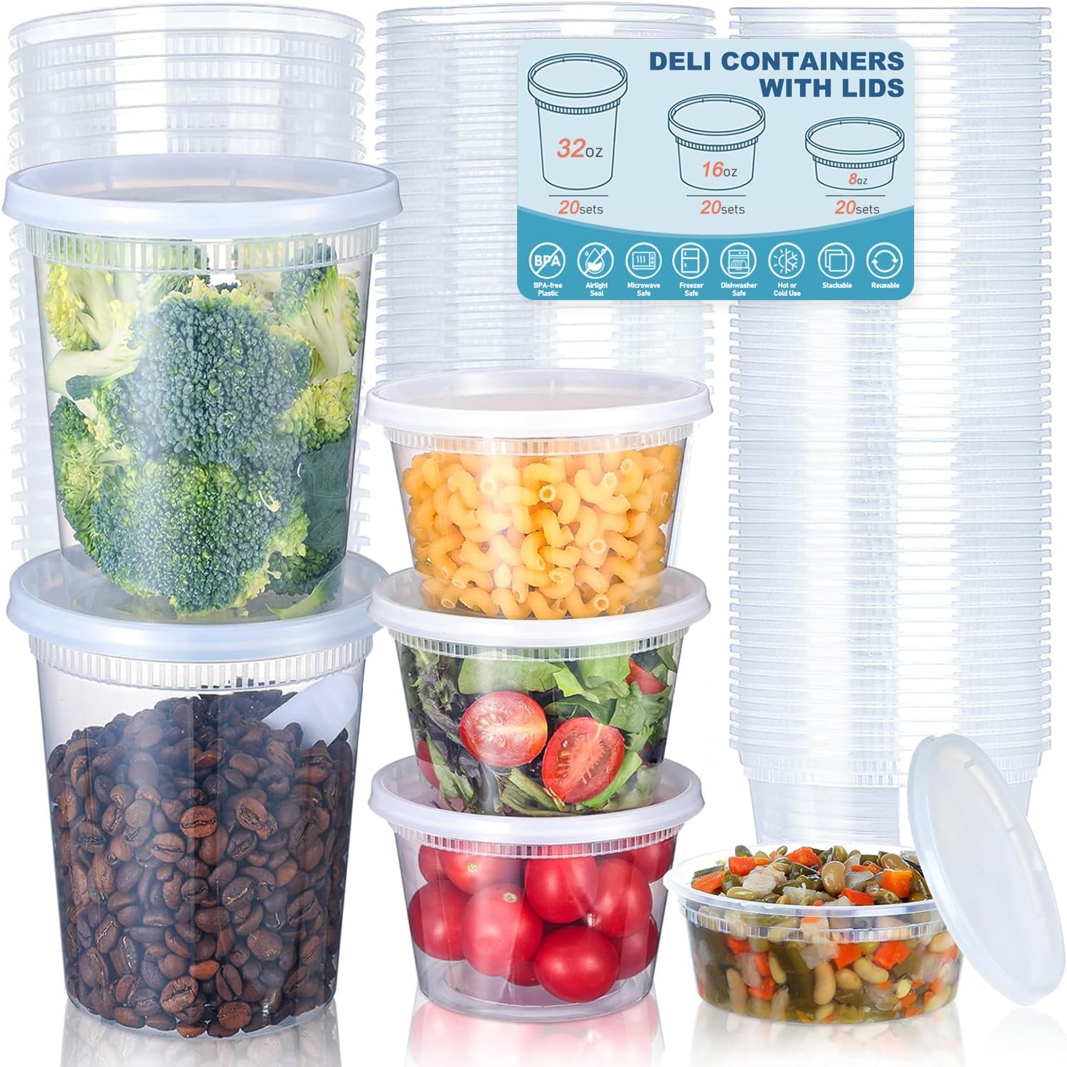 Food Storage Meals - 24 pièces conteneurs de stockage des
