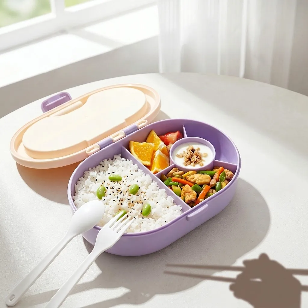 Boîte à bento en plastique ave - Food Storage With Dividers avis et prix