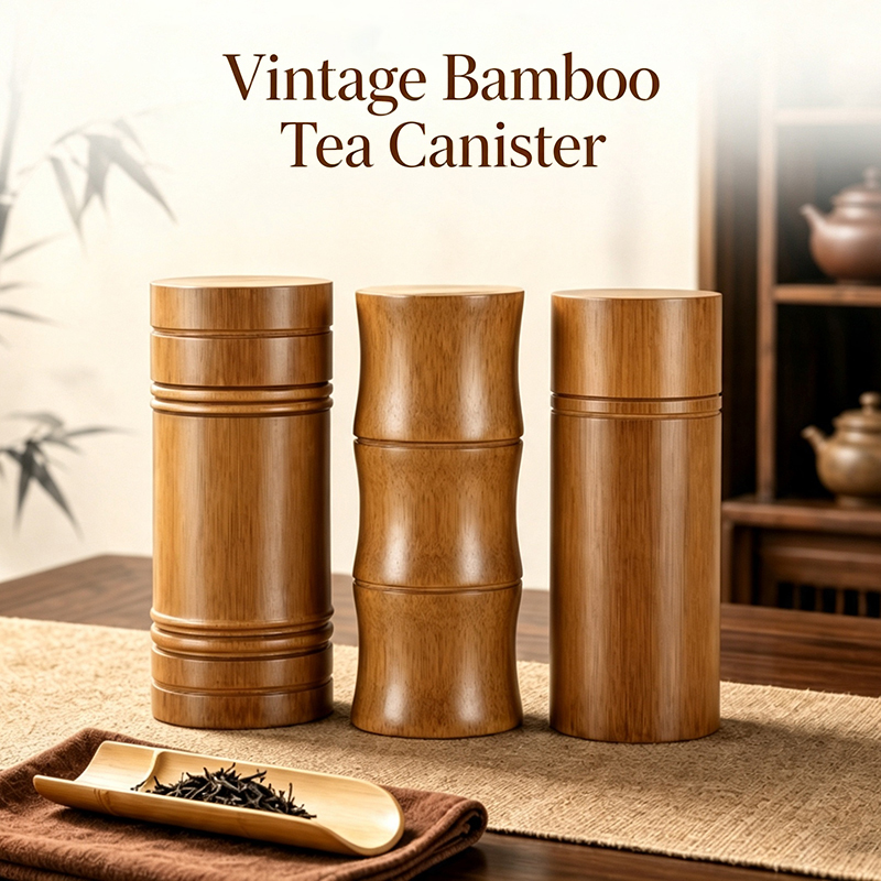 Boîte à thé vintage en bambou, - Food Storage With Dividers avis et prix